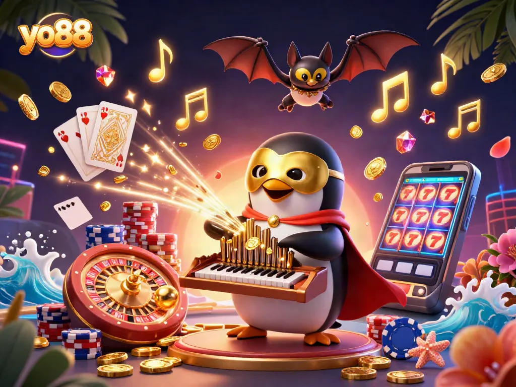 Experience excitement at yo88 with a dynamic casino scene featuring engaging characters and vibrant game elements.
