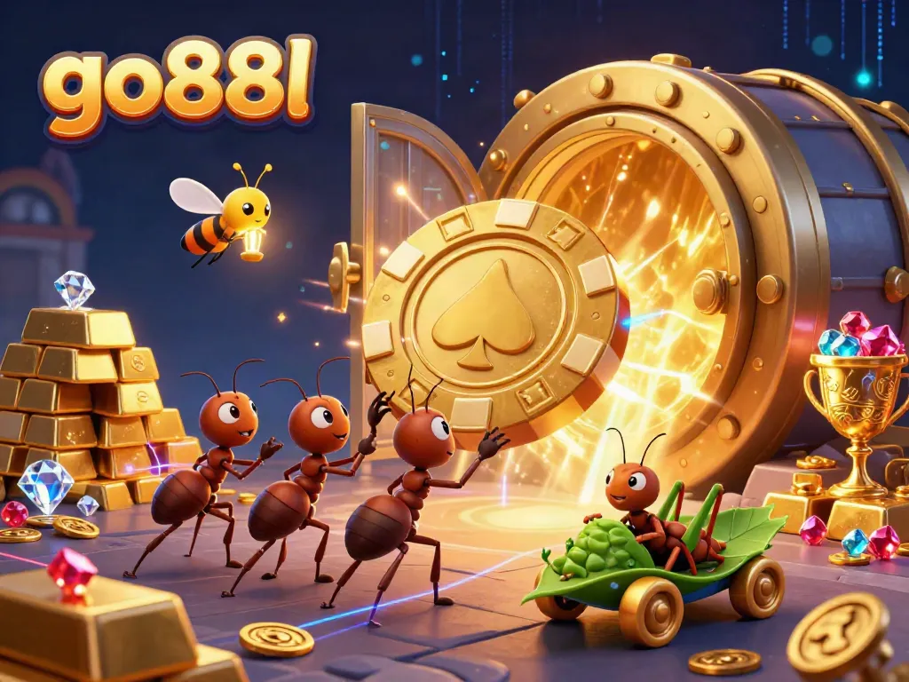 Join the adventure with go88l as a team of ants embarks on a golden poker chip heist.