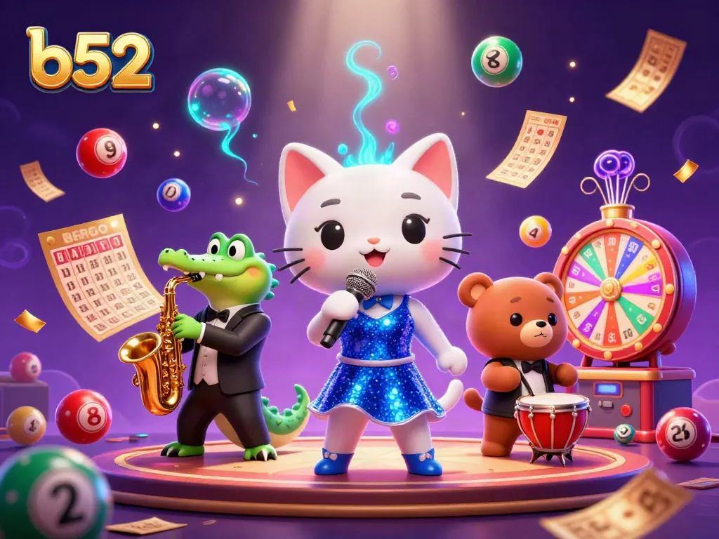 Experience thrilling wins with the vibrant b52 casino scene featuring energetic characters and exciting game elements.