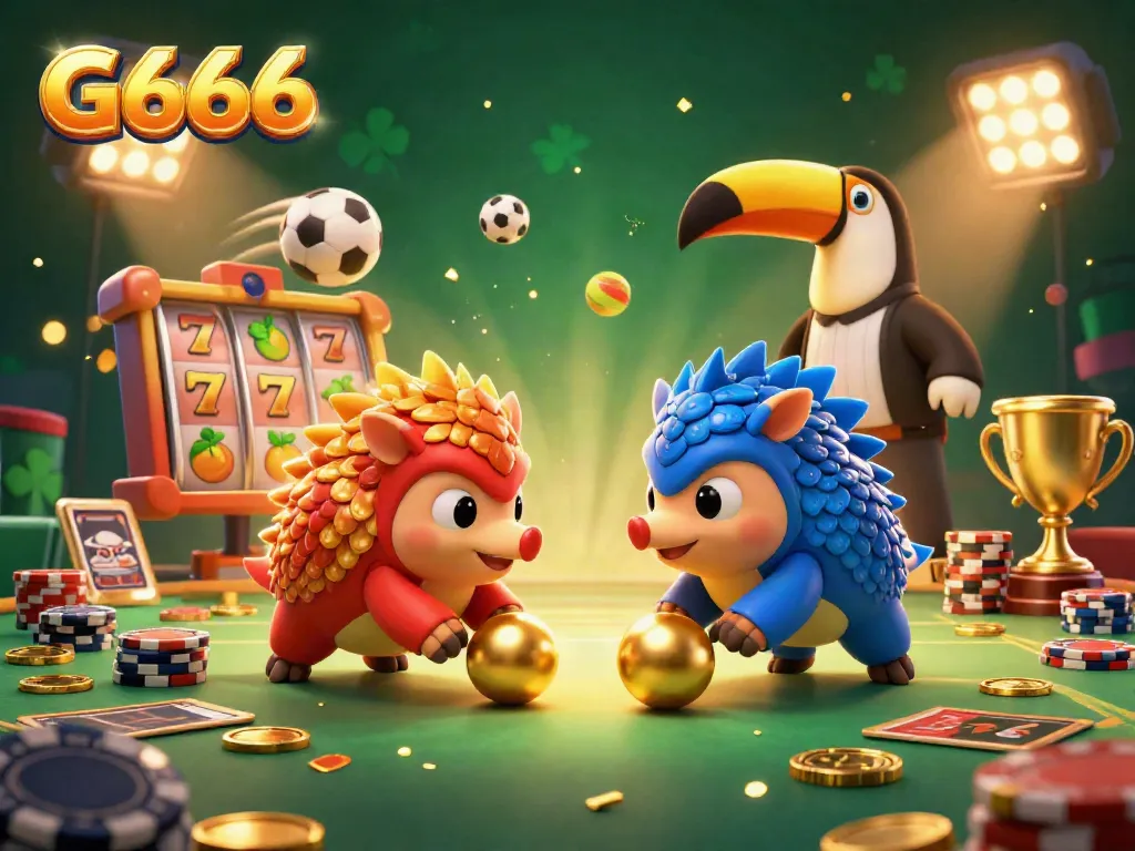 Experience G666 with rival pangolins competing in a thrilling casino scene of poker chips and golden scales.