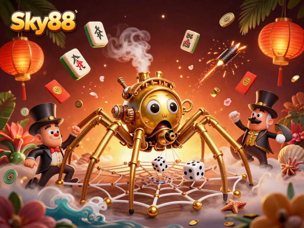 Experience exhilarating gaming action at Sky88 with vibrant characters and engaging casino elements.