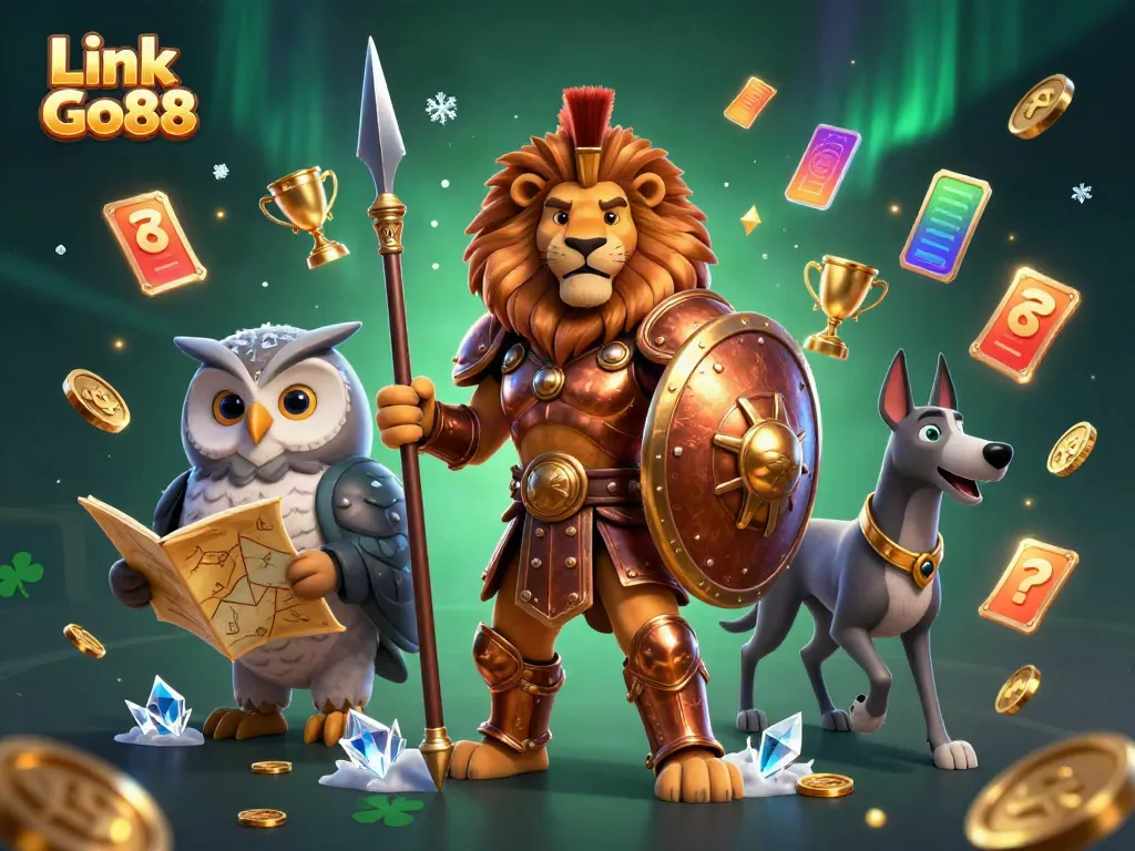 Engage with Link Go88 through an exciting casino adventure featuring a Spartan lion, tactical owl, and a swift greyhound.