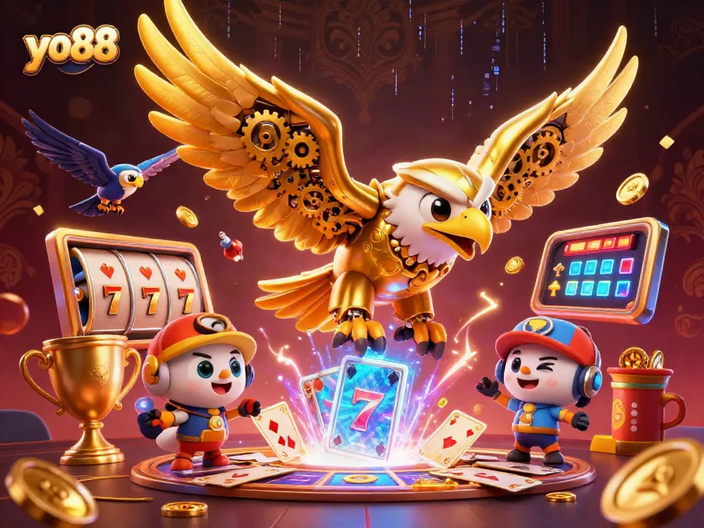 Engage with yo88 slots and winning strategies in this vibrant 3D digital casino illustration.
