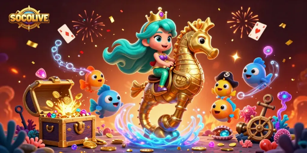SOCOLIVE immerses players in exciting underwater adventures with vibrant treasure and gaming elements.