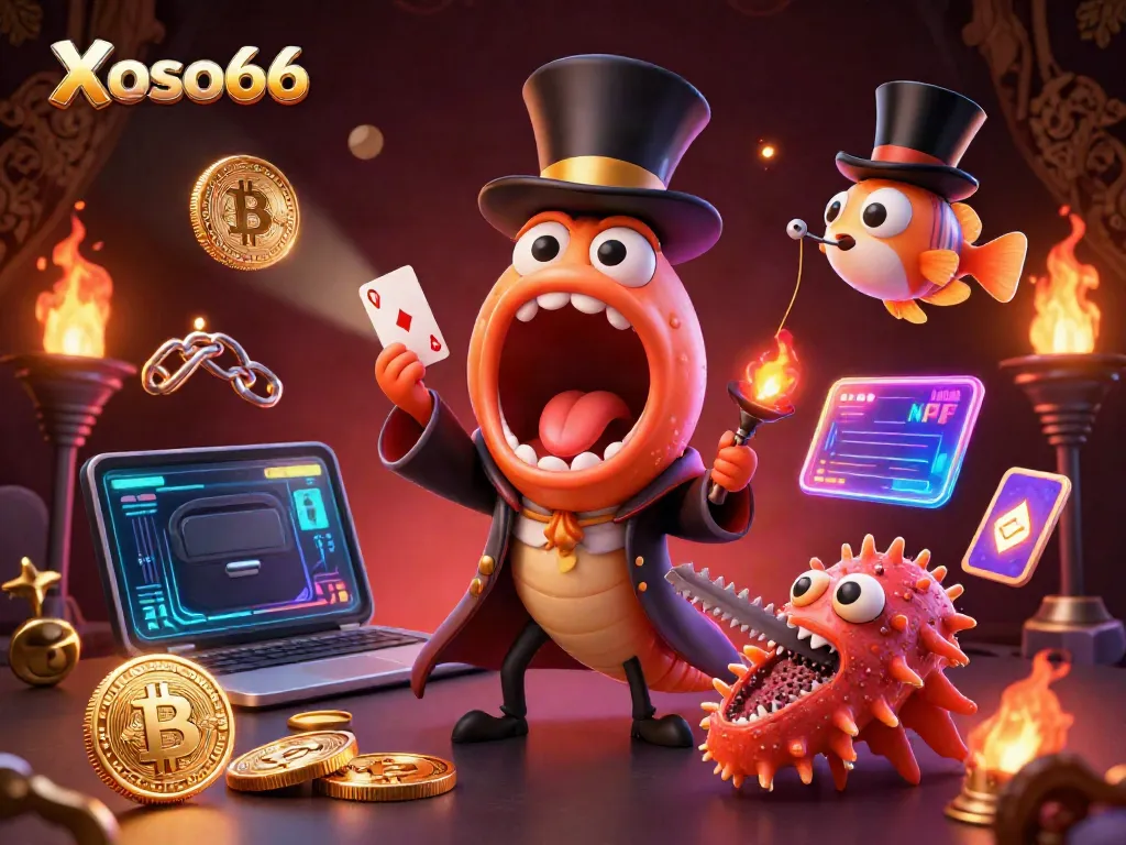 Xoso66 showcases a thrilling casino experience with underwater magic acts and crypto elements, emphasizing excitement.