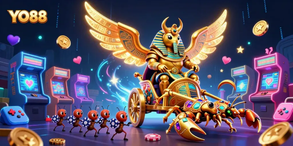 Experience thrilling games at YO88 with vibrant characters and dynamic casino elements.