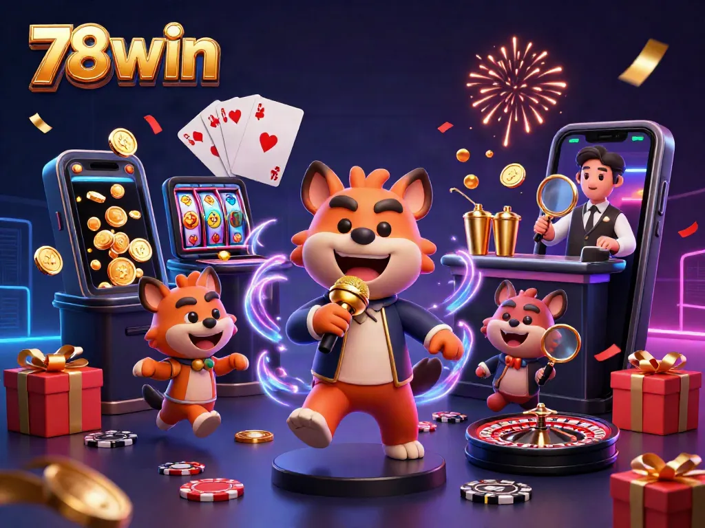 Experience the excitement of 78win casino with hyenas in a dynamic, colorful scene.