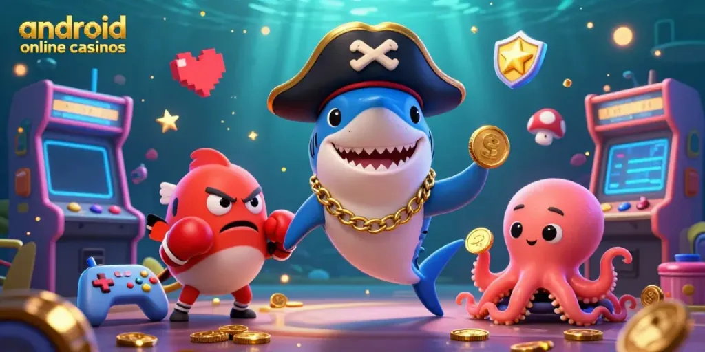 Engage with vibrant android online casinos through fun characters and colorful gaming elements.
