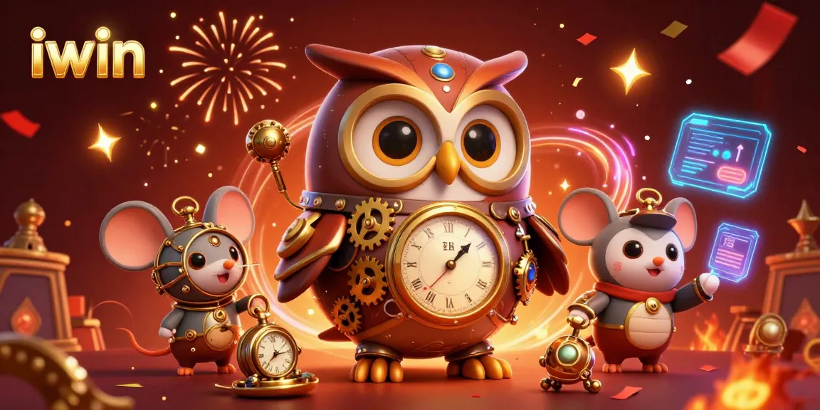 Experience the thrill of iwin with a 3D cartoon owl and mouse in a vibrant casino scene.