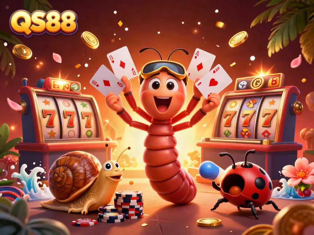 Experience thrilling action at QS88 with a vibrant 3D illustration showcasing a unique casino atmosphere.