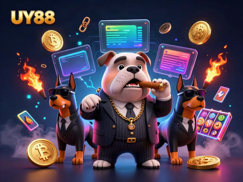 Experience the excitement of UY88 with a 3D mafia boss and gaming elements.