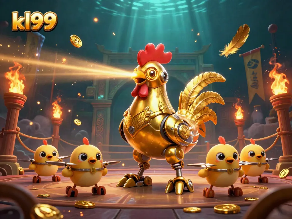 Engage with interactive stories at kl99, where the golden rooster robot leads dynamic gaming action.