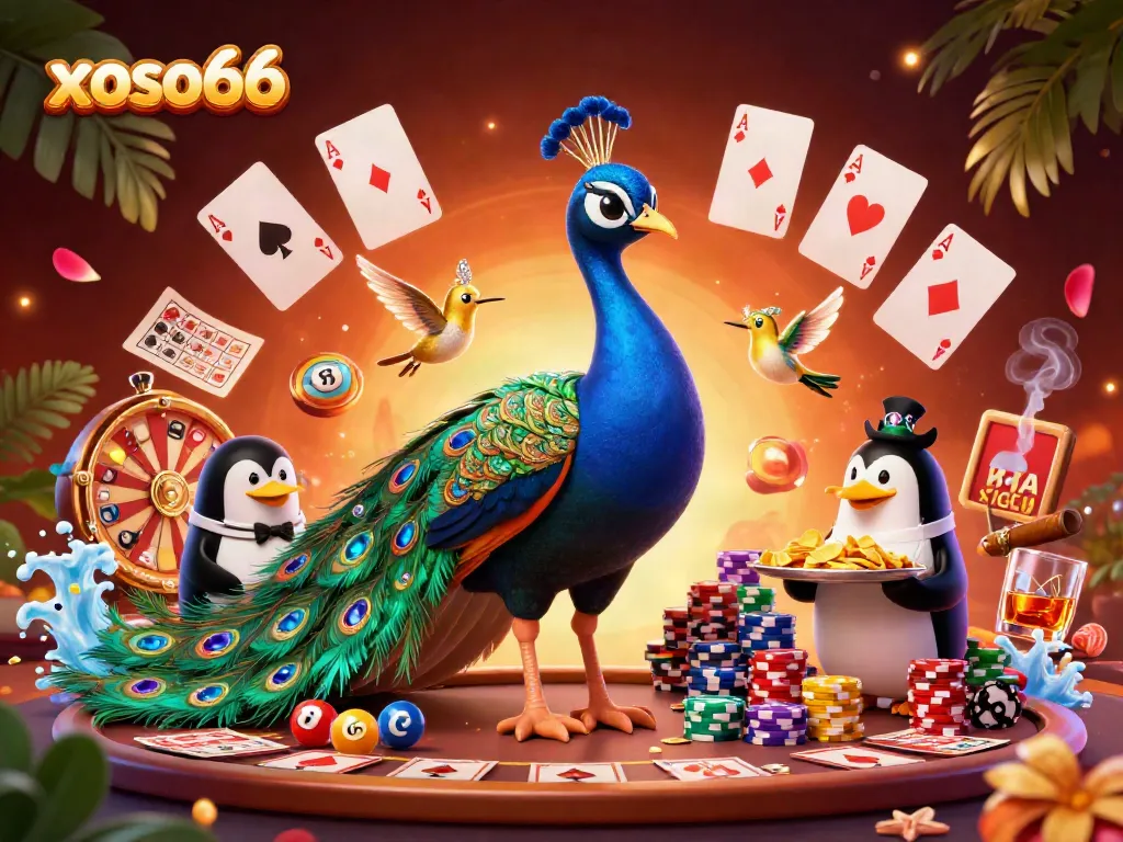 Experience the excitement of xoso66 with colorful lottery elements and a vibrant casino ambiance.